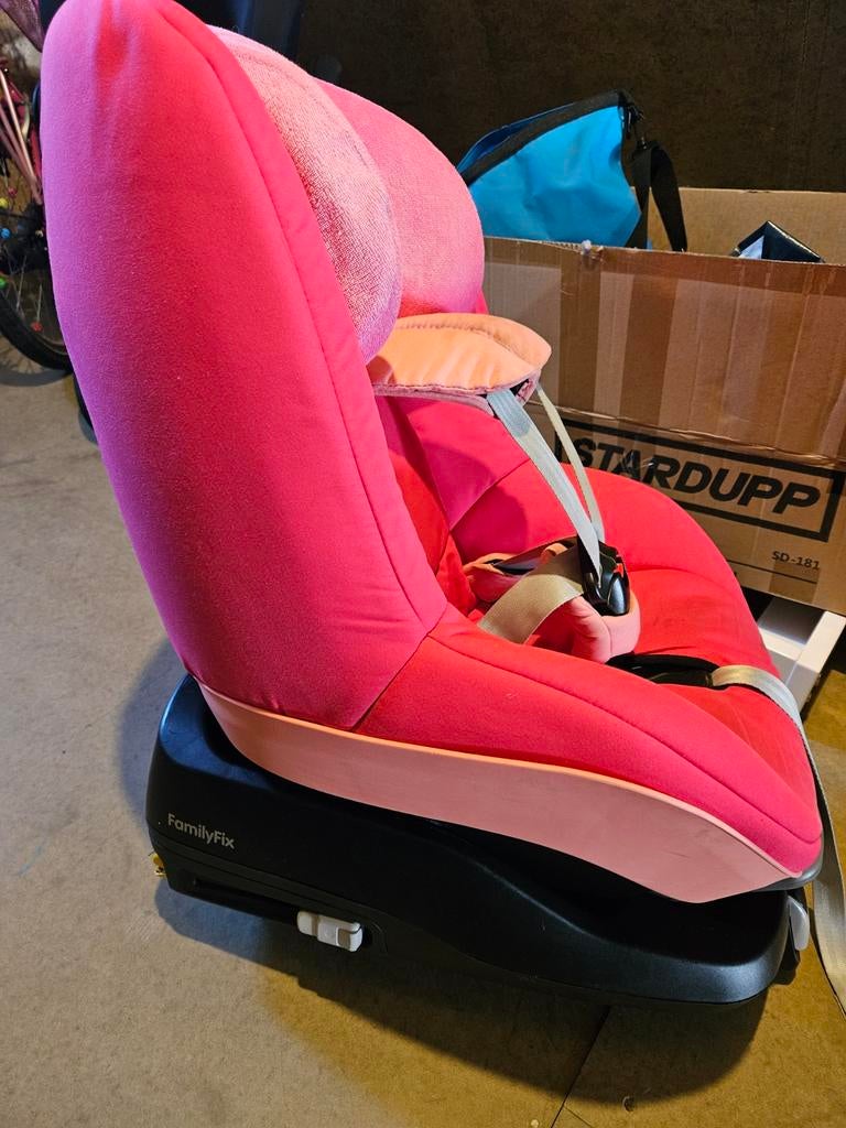 Maxi-Cosi Pearl met FamilyFix base autostoel roze, Ophalen, Gebruikt, Zijbescherming, Isofix