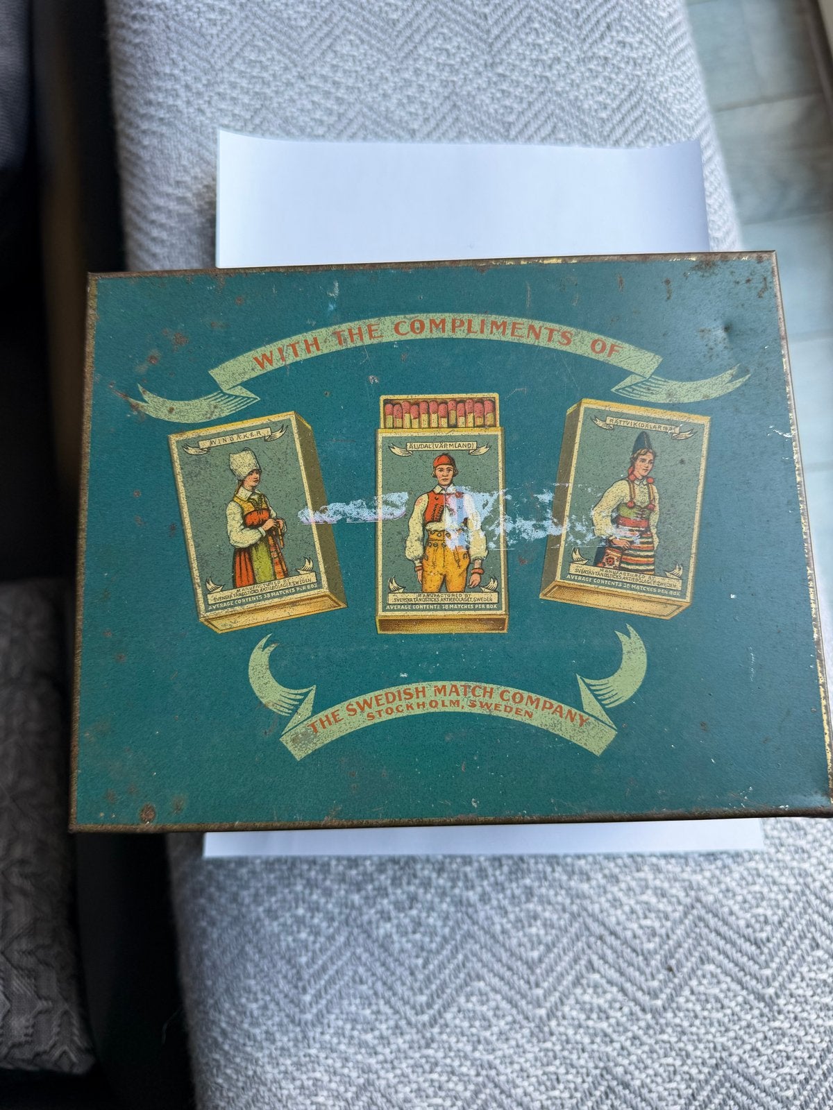 Vintage blikken doos The Swedish Match Company, Ophalen of Verzenden, Gebruikt, Overige, Overige merken