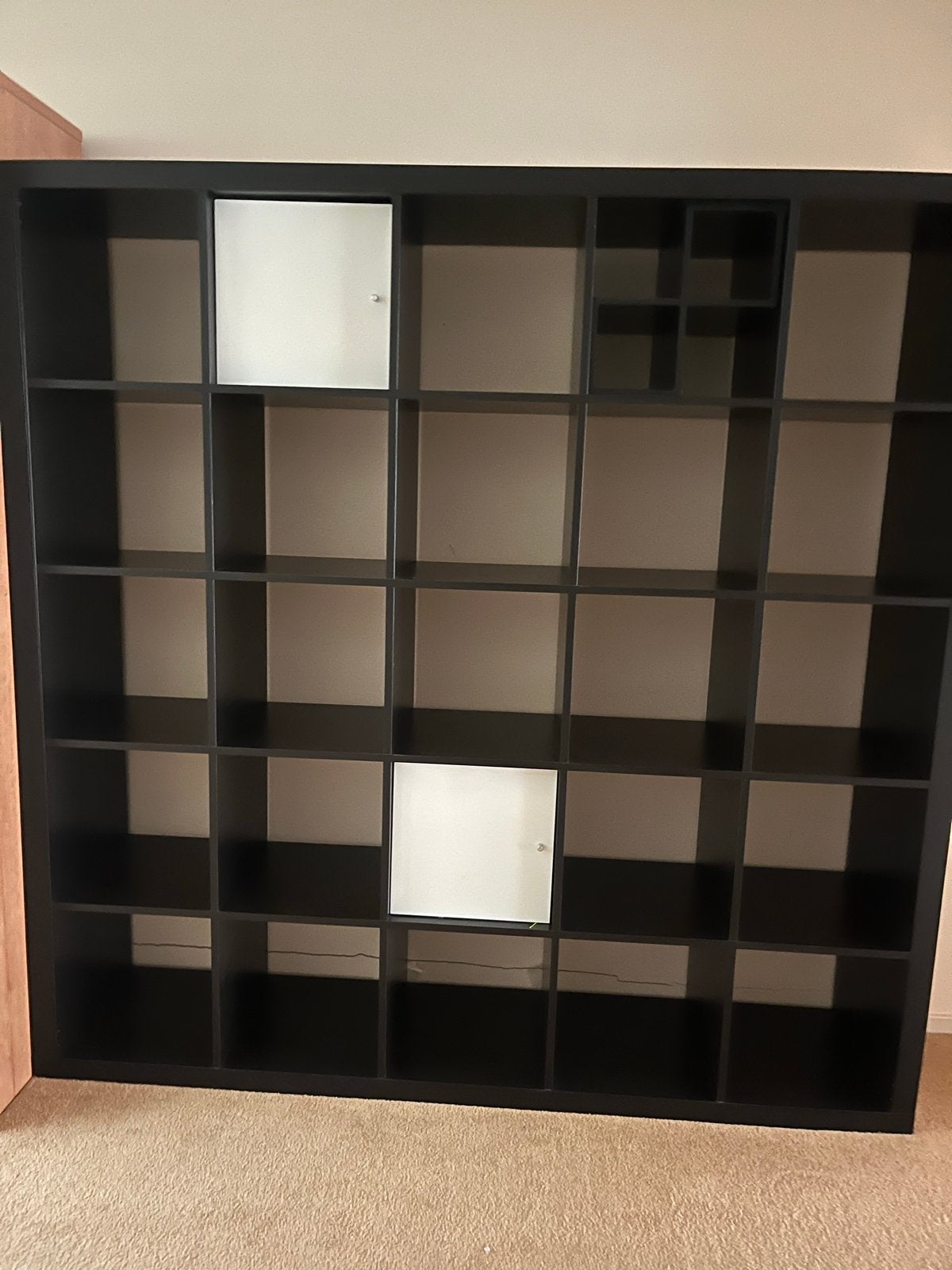 Kallax ikea zwart/ bruine kast met vakken en deurtjes, Ophalen, Gebruikt, 200 cm of meer, 150 tot 200 cm