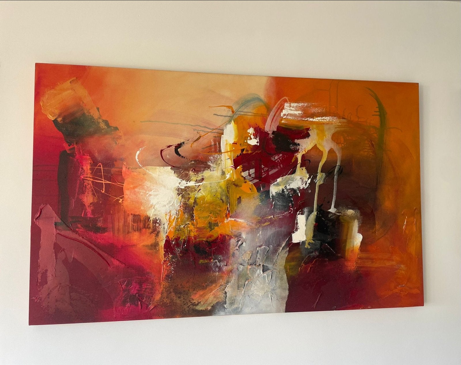 Schilderij William Malucu - Abstracte Kunst 130x80 cm, Antiek en Kunst, Kunst | Schilderijen | Abstract, Ophalen