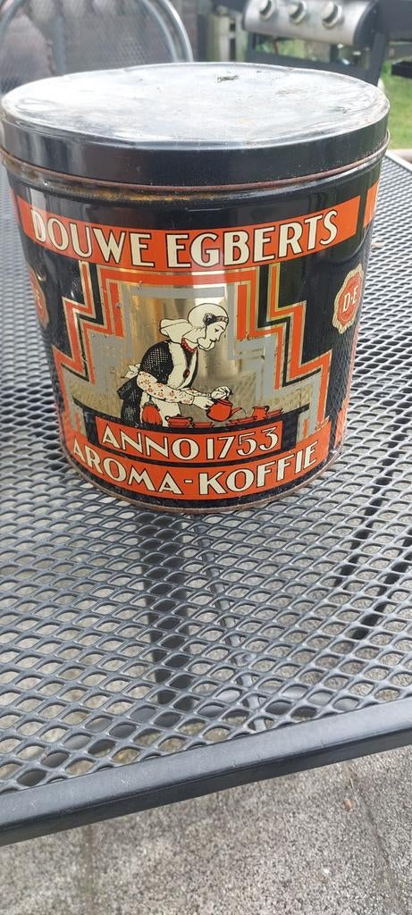 Vintage Douwe Egberts Aroma Koffie Trommel Anno 1753, Ophalen of Verzenden, Gebruikt, Koffie, Douwe Egberts