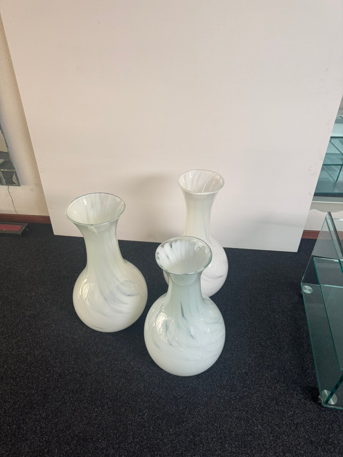Stijlvolle glazen vazen in verschillende formaten, Ophalen, Zo goed als nieuw, Wit, Glas