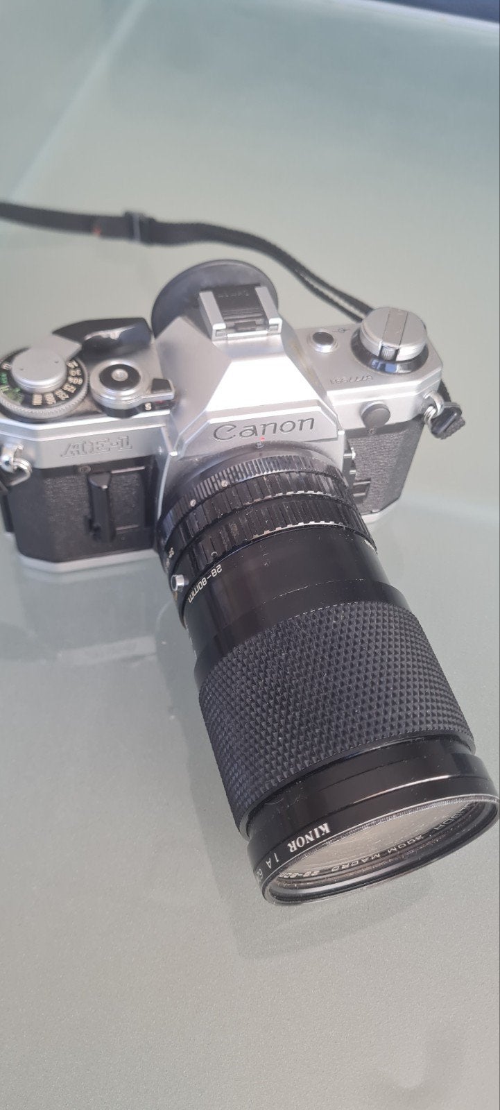 Canon AE-1 Spiegelreflexcamera met Soligor Zoom Macro Lens, Ophalen of Verzenden, Gebruikt, Spiegelreflex, Canon