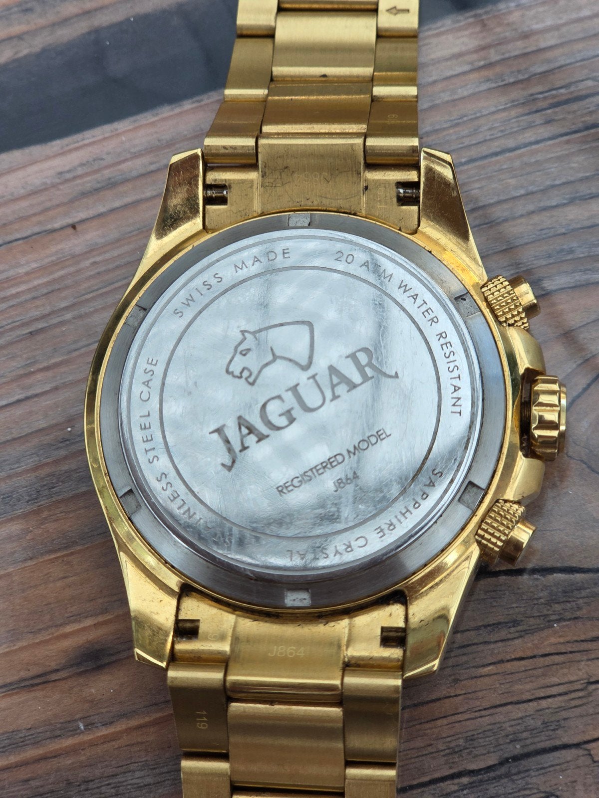 Mooi gouden Jaguar herenhorloge - Zwitserse kwaliteit, Sieraden, Tassen en Uiterlijk, Horloges | Heren, Staal, Polshorloge, Zo goed als nieuw
