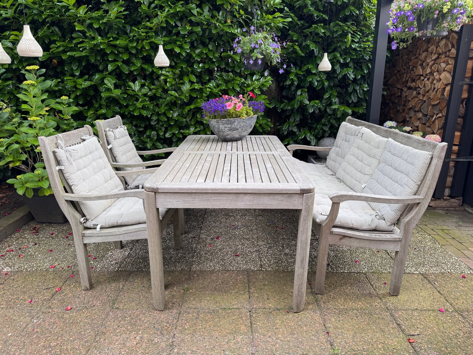 Allure Teakhouten Tuinset met Bank en Stoelen, Ophalen, 4 zitplaatsen, Gebruikt, Teakhout