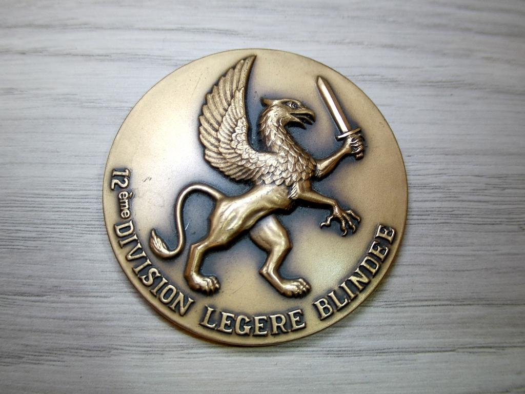 Bronzen penning Franse leger 12eme Division Légère Blindée, Verzenden, Landmacht, Overige gebieden, Lintje, Medaille of Wings