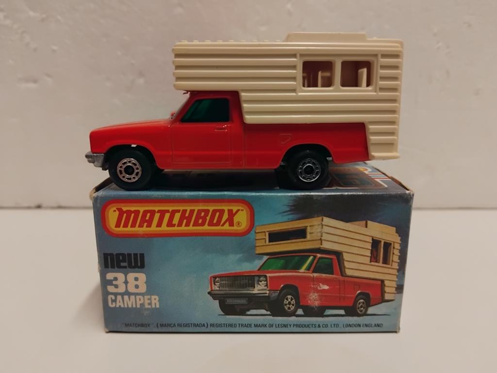 Matchbox #38 Camper pick up rood 3INCH, Ophalen of Verzenden, Zo goed als nieuw, Auto