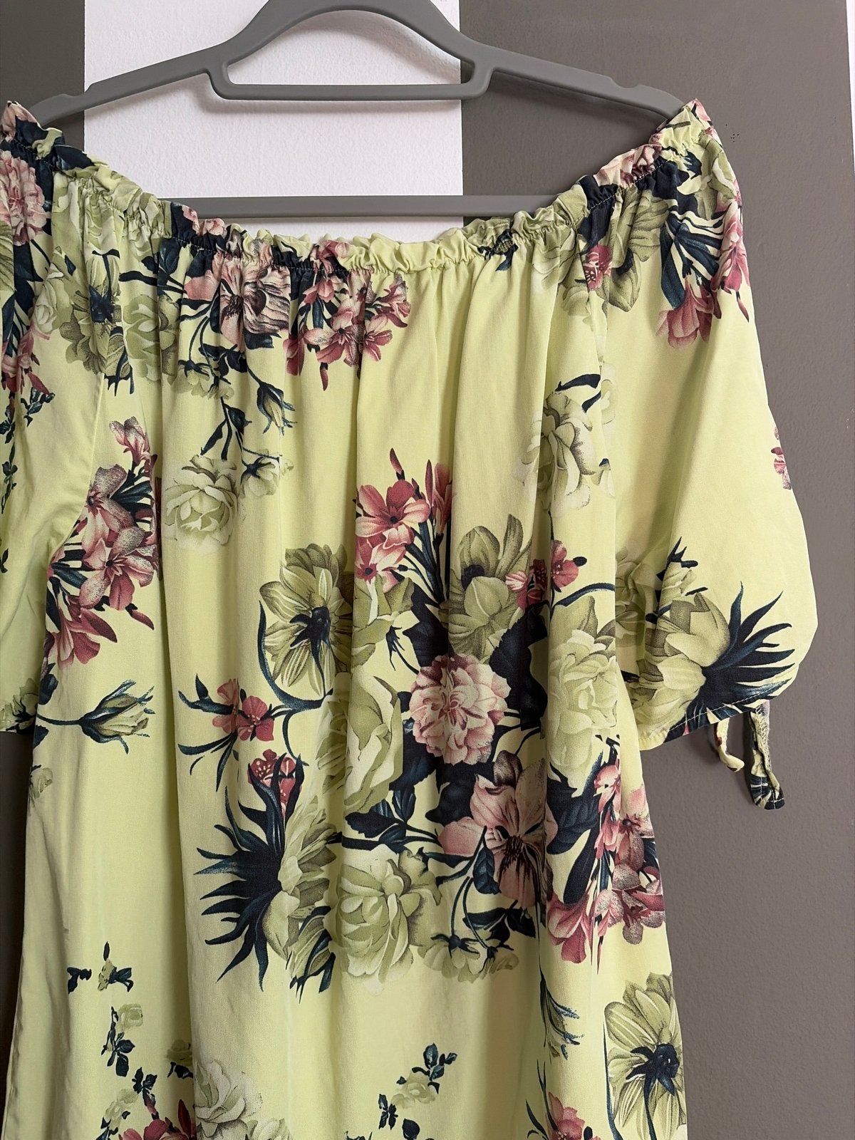 Geisha Off-shoulder Top met Bloemenprint - Maat M/38, Maat 38/40 (M), Verzenden, Geel, Zo goed als nieuw
