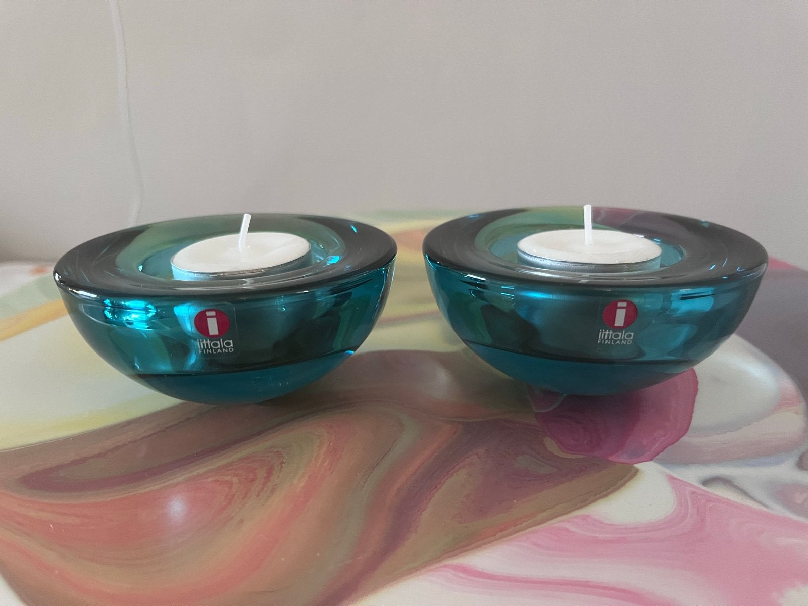 Iittala Ballo waxinelichthouders - 2 stuks, Blauw, Waxinelichthouder, Ophalen of Verzenden, Iittala