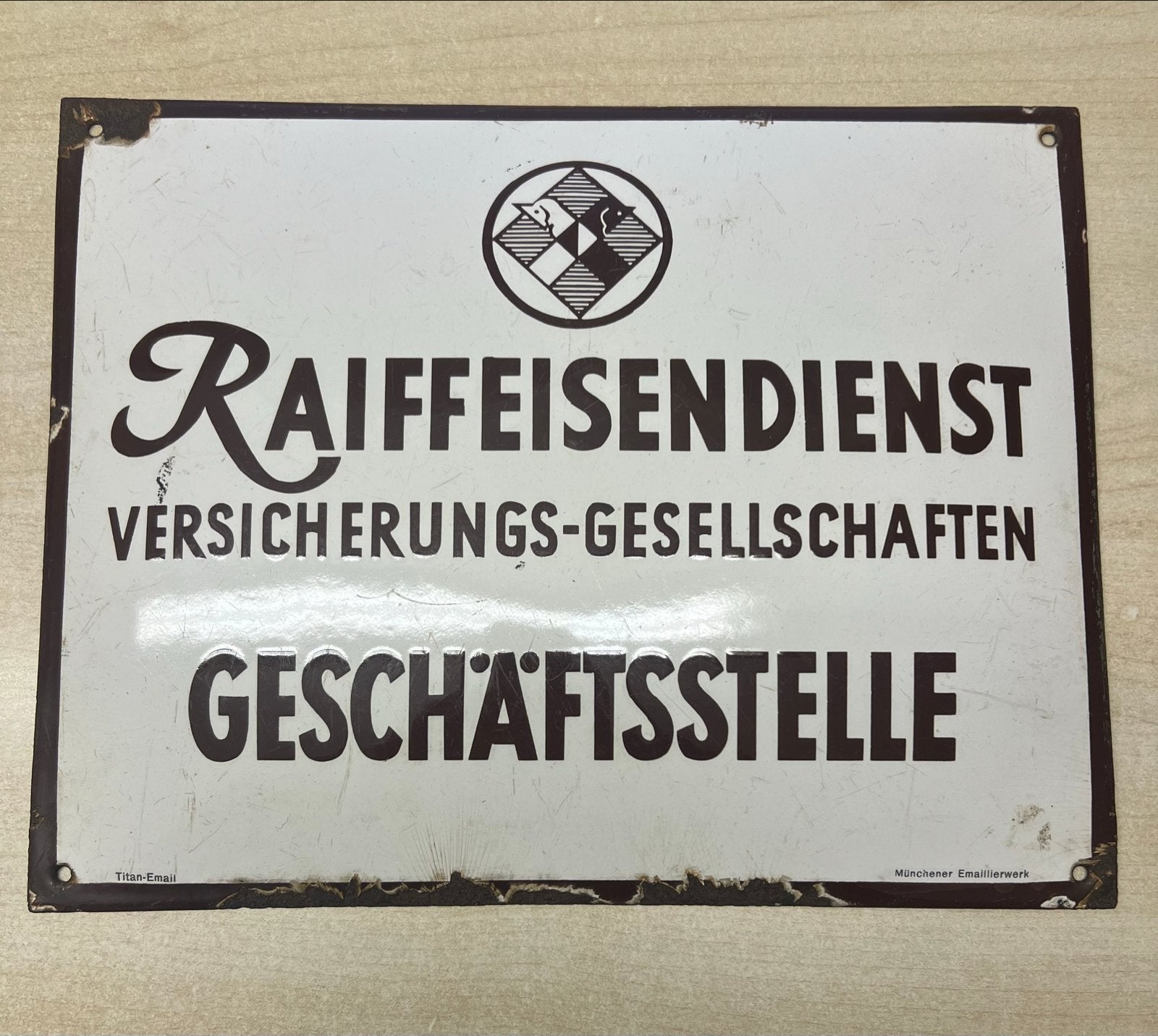 Raiffeisendienst Emaille Reclamebord, Ophalen of Verzenden