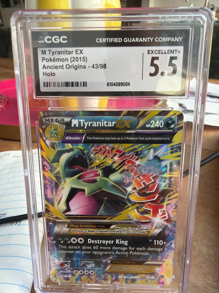 M Tyranitar EX – Full Art – Ancient Origins – CGC 5.5, Ophalen of Verzenden, Zo goed als nieuw, Losse kaart, Foil