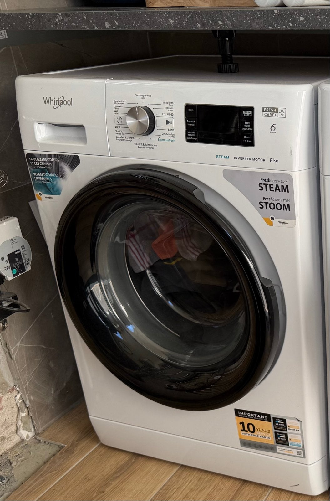 Whirlpool Wasmachine 8kg - FreshCare+ Steam Inverter Motor, Ophalen, 1200 tot 1600 toeren, 8 tot 10 kg, Zo goed als nieuw