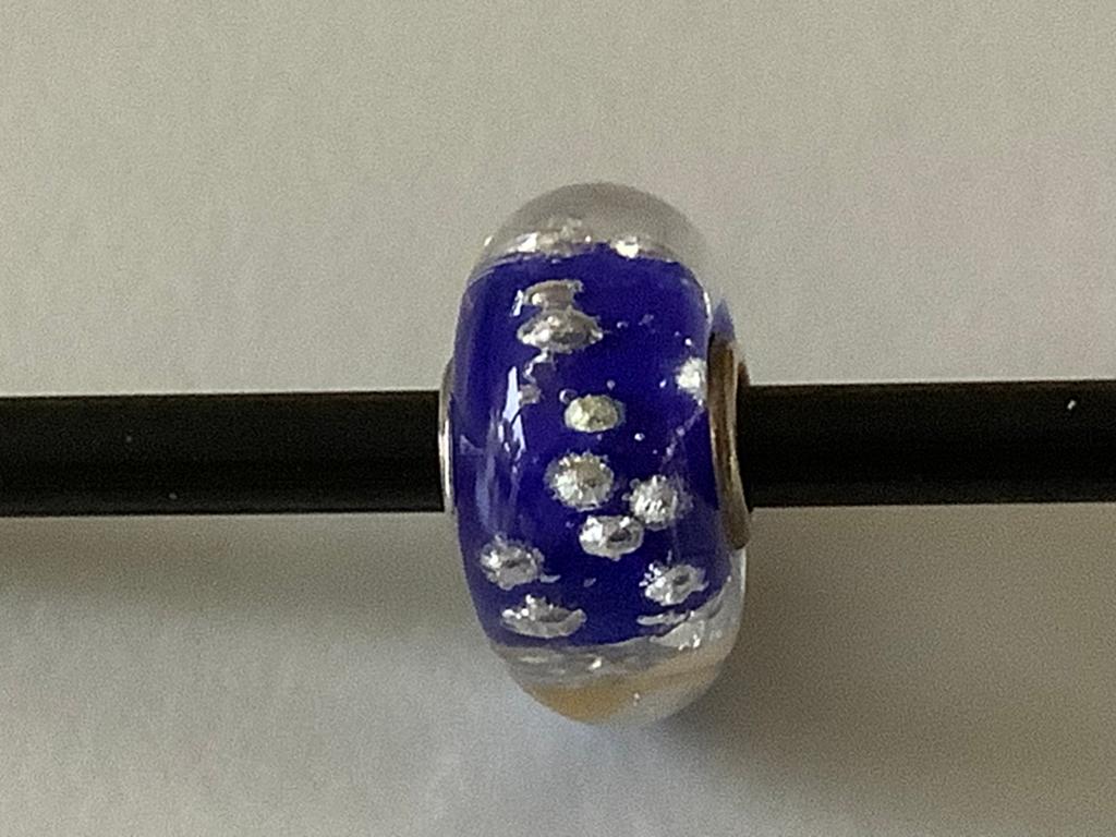 Trollbeads blauwe bead uit de elegante kerst set, 2012, Ophalen of Verzenden, Zo goed als nieuw, Glas of Kristal, Trollbeads