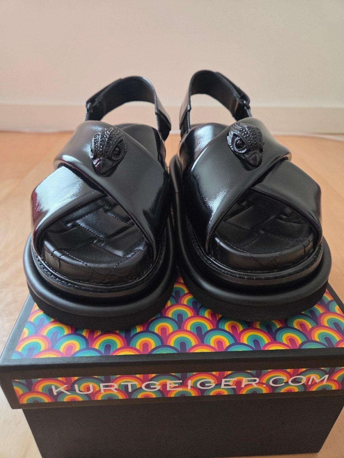 Kurt Geiger Orson cross strap sandalen, Ophalen, Zwart, Nieuw, Sandalen of Muiltjes