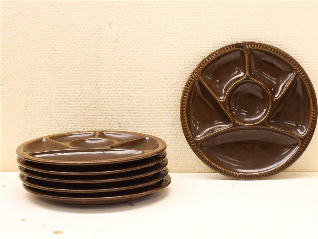 6 stuks Vintage Fondue borden 51501