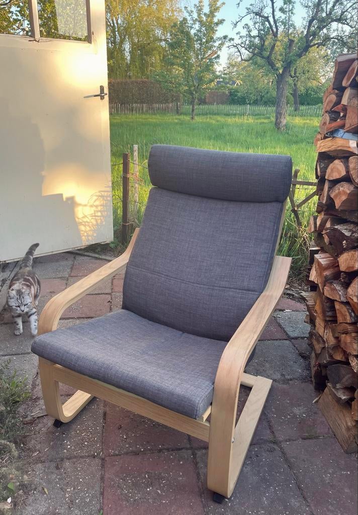 IKEA poäng fauteuil, eikenfineer/Skiftebo donkergrijs, Ophalen, Gebruikt, Hout, Eén