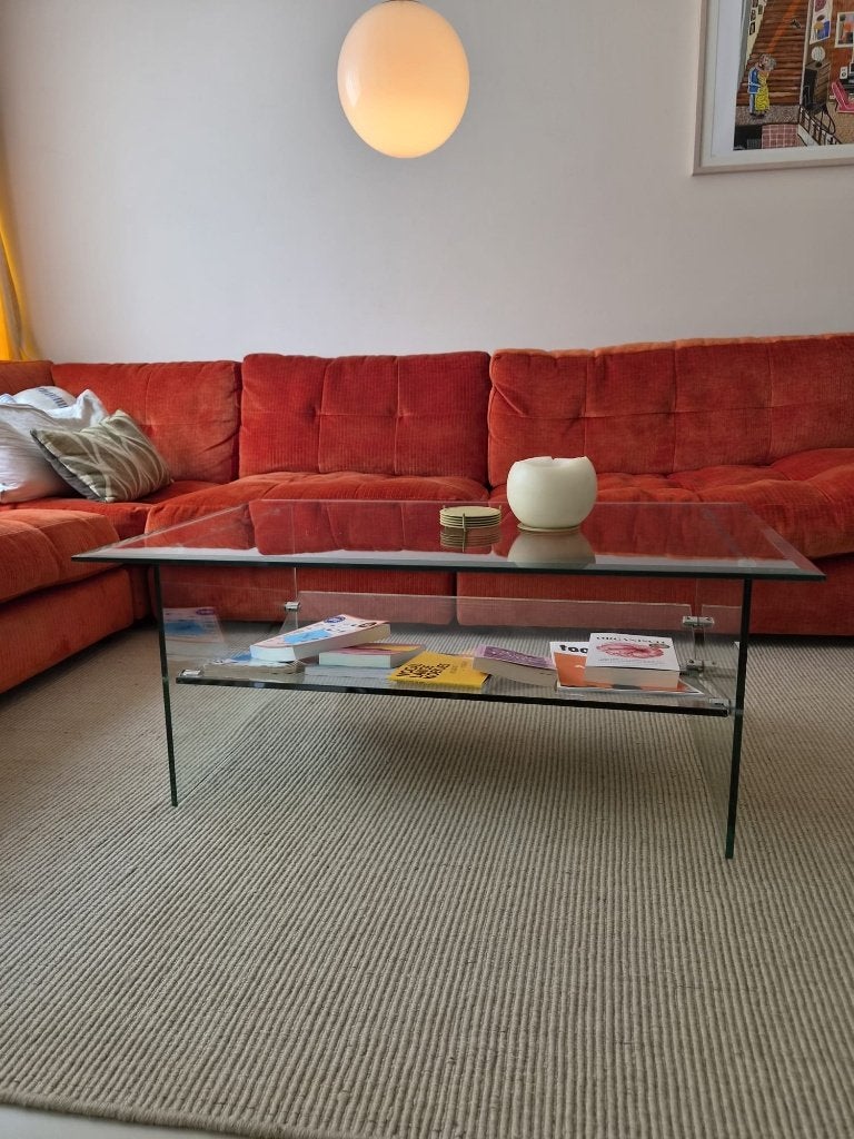 Moderne, glazen salontafel, 100 tot 150 cm, Modern, Minder dan 50 cm, Rechthoekig