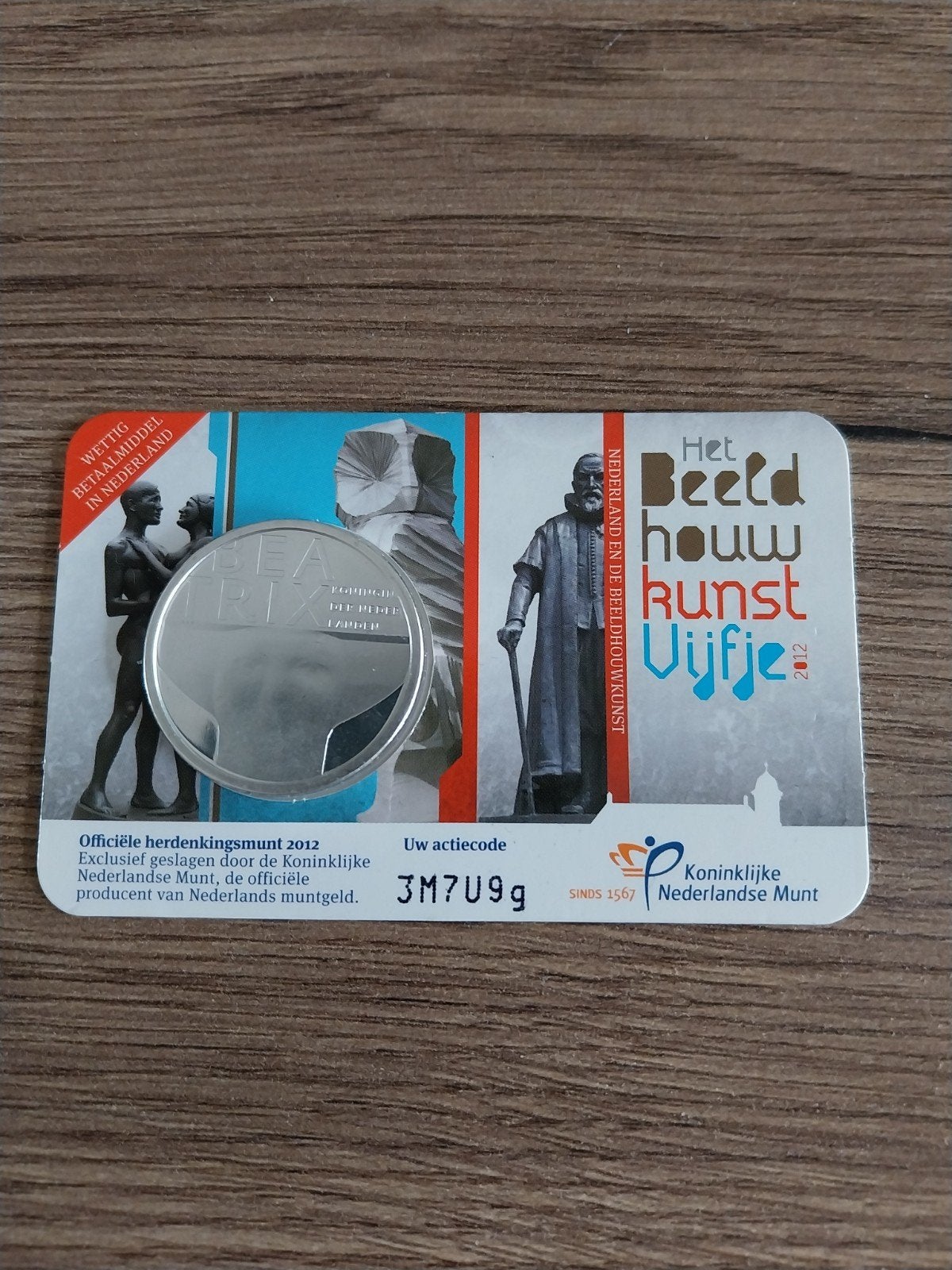 Het Beeldhouwkunst Vijfje 2012 - Kon Nederlandse Mun, Ophalen of Verzenden, Koningin Beatrix, Overige waardes, Losse munt