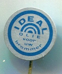Ideal olie voor uw brommer blik speldje ( M_146), Verzenden, Zo goed als nieuw, Merk, Speldje of Pin