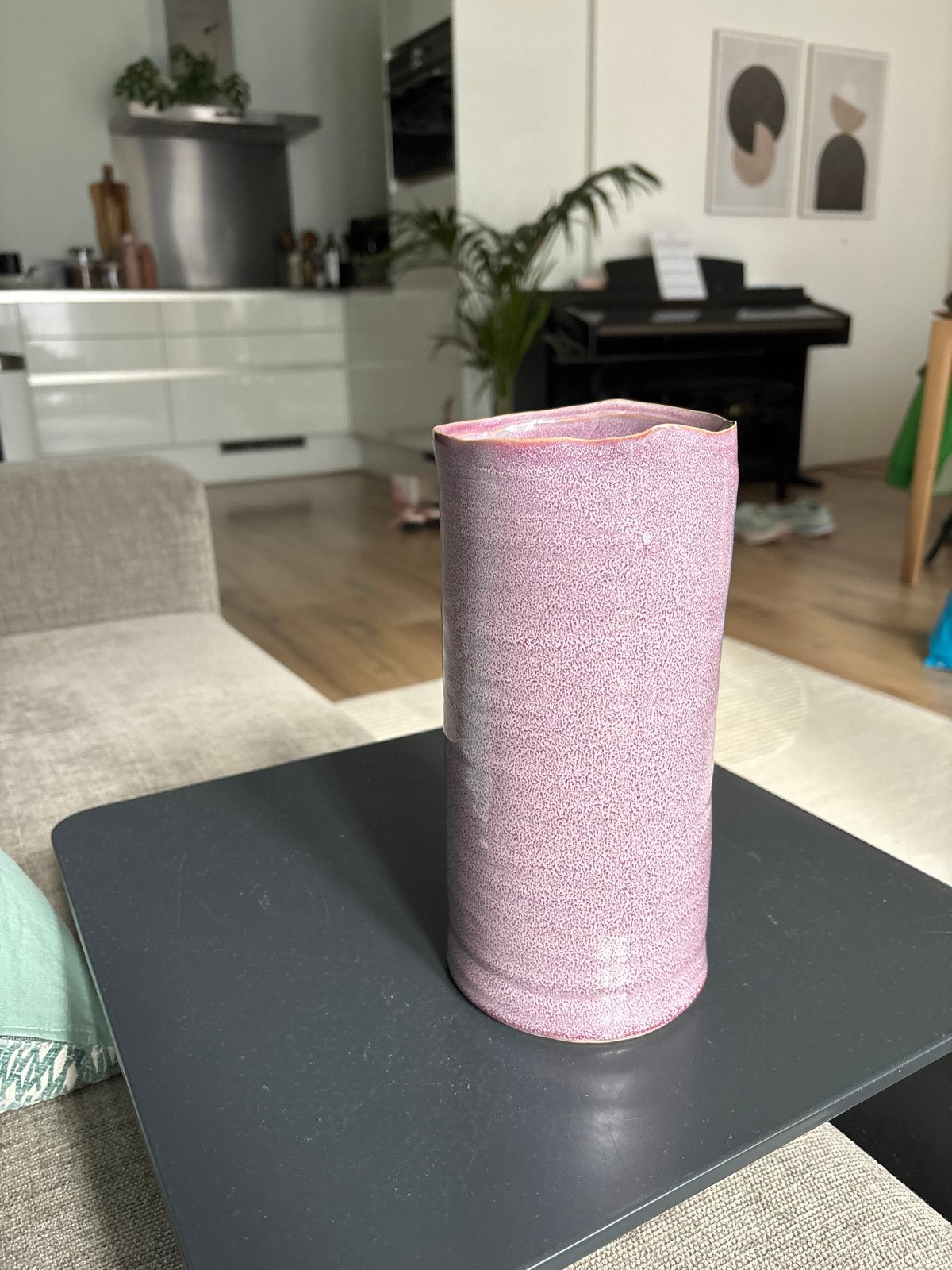 Stijlvolle paarse vaas van De Bijenkorf, Antiek en Kunst, Ophalen