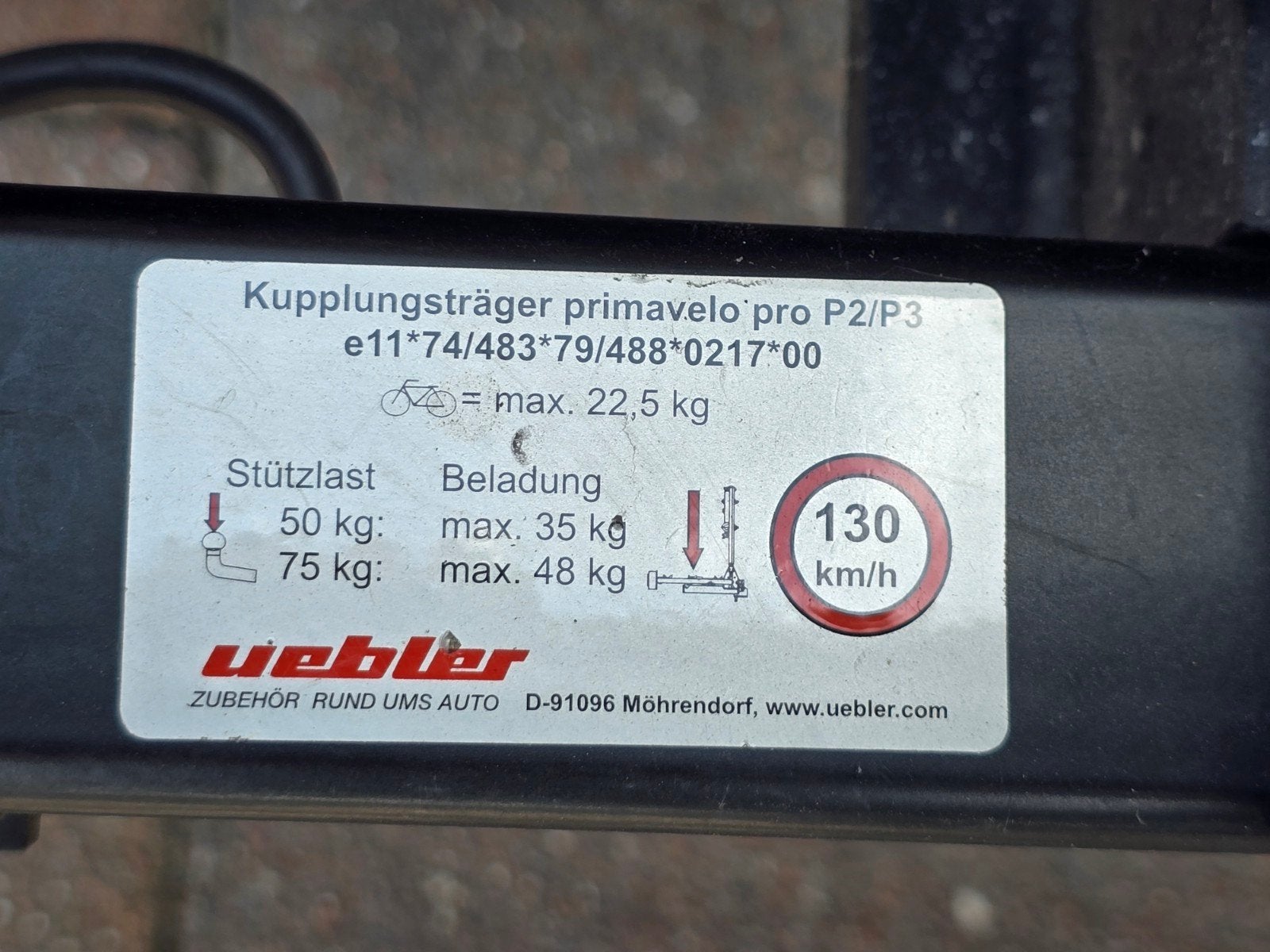 Uebler Fietsendrager voor 2 fietsen, kantelbaar, 7-polig, Auto diversen, Fietsendragers, Ophalen, Gebruikt, 2 fietsen, Trekhaakdrager
