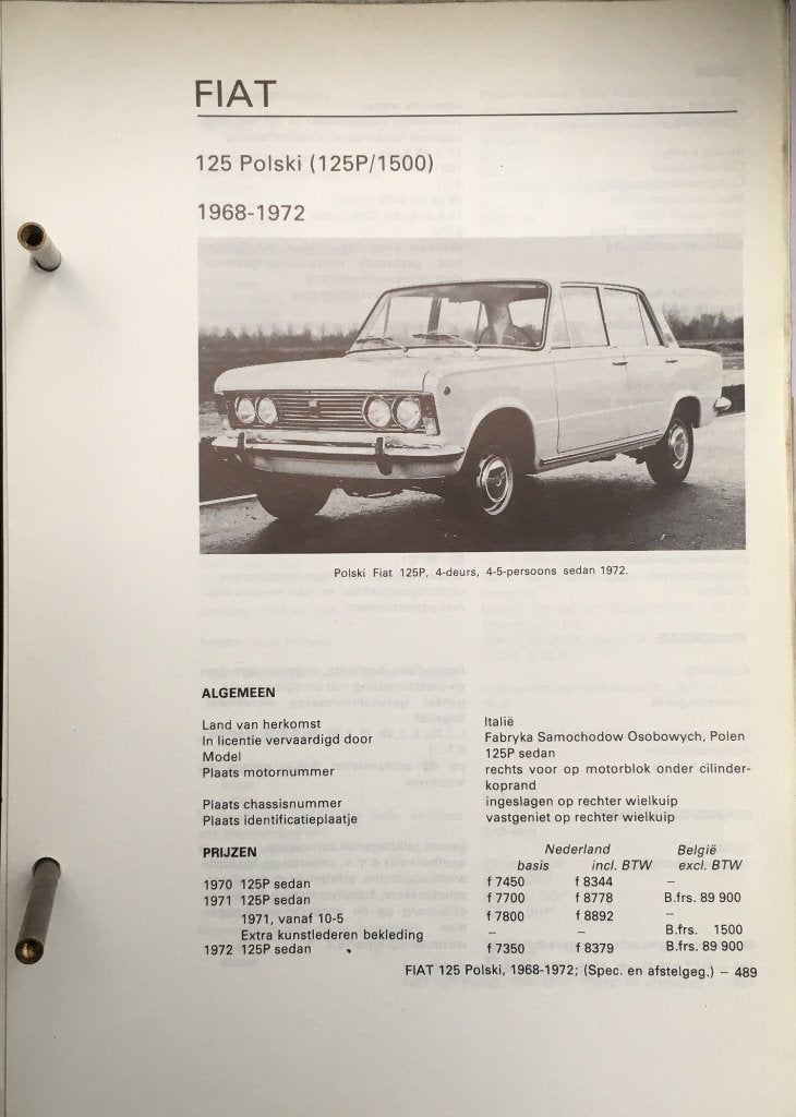 Fiat 125 1969-72. Olyslagers autotechnisch handboek 104 blz., Ophalen of Verzenden