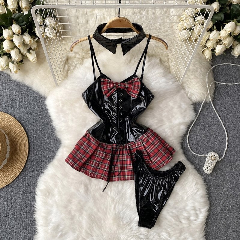 Zwarte geruite bodysuit dames, Verzenden, Zwart, Body of Korset