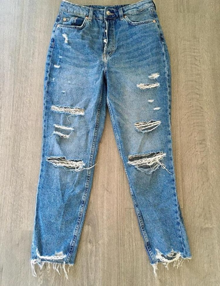 NIEUWE TRASHED MOM JEANS spijkerbroek spijker broek, mt 36, Kleding | Dames, H&M, Blauw, Nieuw, Ophalen of Verzenden