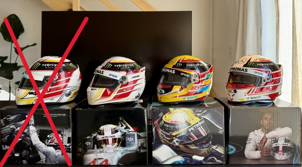 Lewis Hamilton 1:2 WC Helmet Collection 2015 2017 2018, Verzamelen, Automerken, Motoren en Formule 1, Ophalen of Verzenden, Zo goed als nieuw