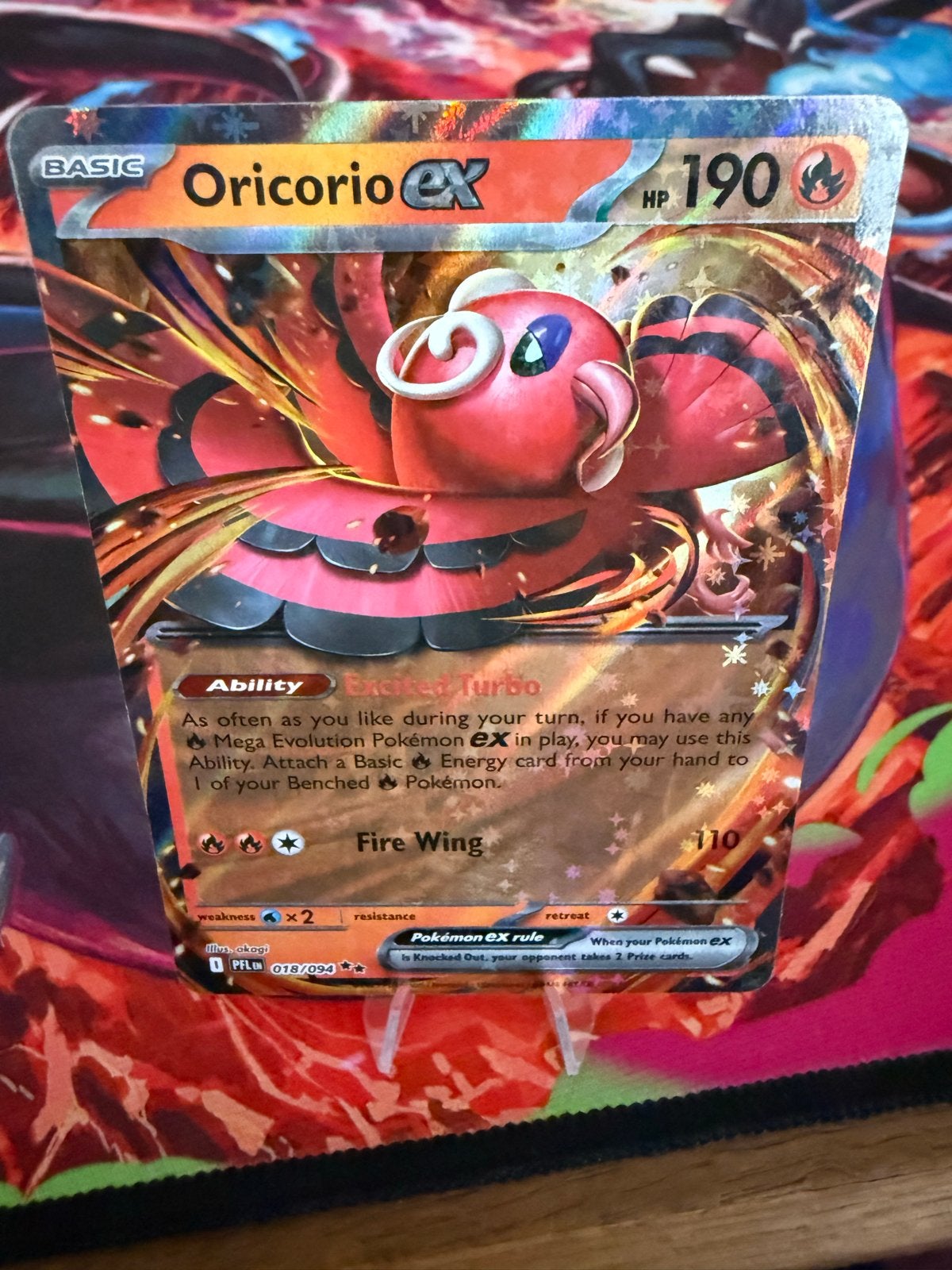 Oricorio ex 018/094 PFL, Hobby en Vrije tijd, Verzamelkaartspellen | Pokémon, Zo goed als nieuw, Losse kaart, Ophalen of Verzenden