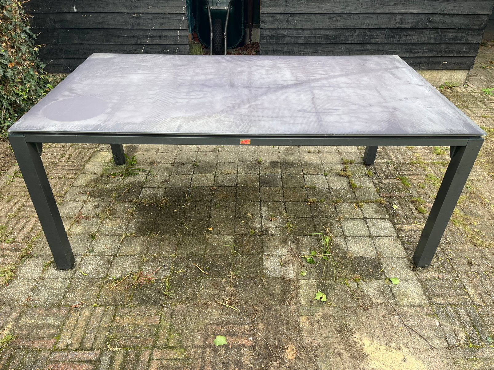 Tuintafel Belagio aluminium en getemperd glas180x100 cm, Ophalen, Gebruikt, Rechthoekig, Aluminium