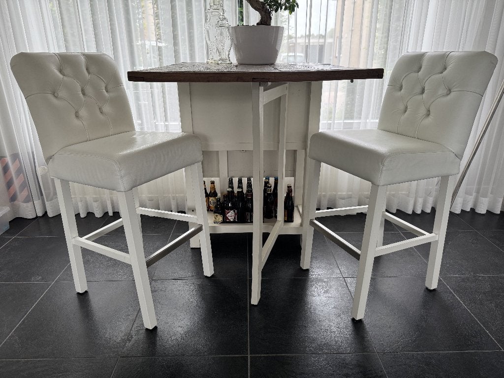 Hoge (bar/eet)tafel Riviera Maison met stoelen en salontafel, Ophalen, Gebruikt, 50 tot 100 cm, 150 tot 200 cm