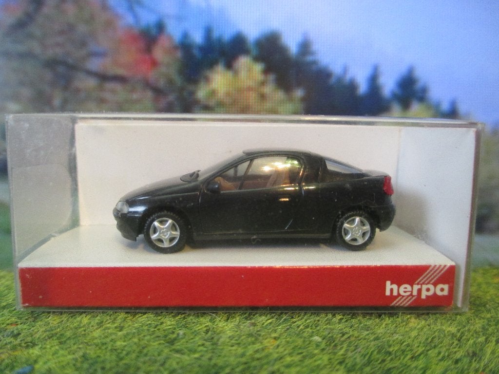 Opel Tigra - Herpa zwart met bruin interieur, Hobby en Vrije tijd, Ophalen of Verzenden, Nieuw, Auto, Herpa