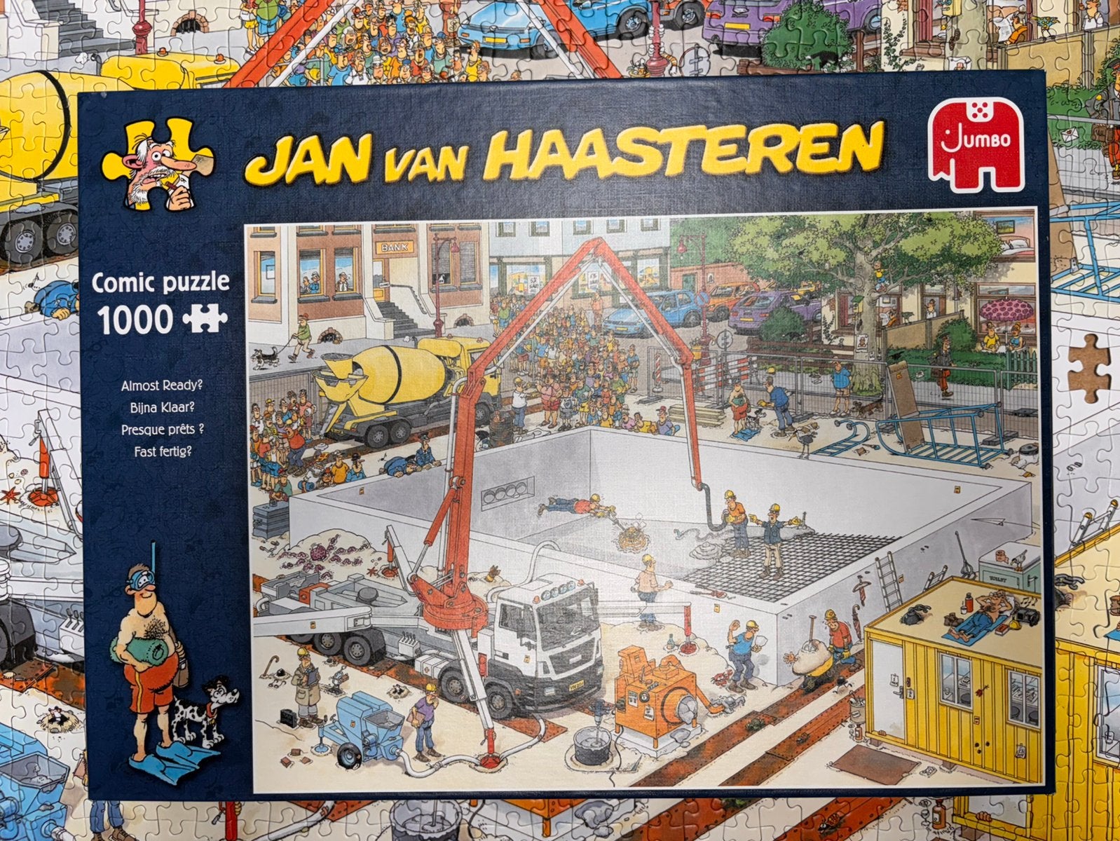Puzzel Jan van Haasteren ‘Bijna Klaar’ 1000 st., Ophalen, 500 t/m 1500 stukjes, Zo goed als nieuw