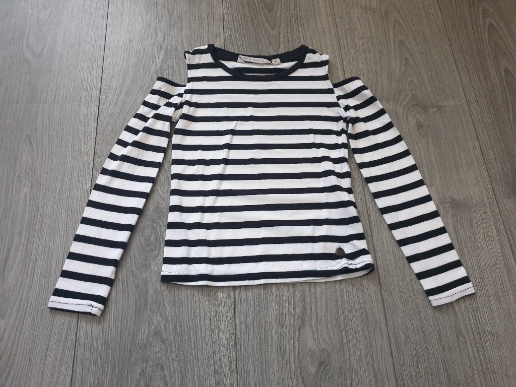 GARCIA JEANS zwart wit gestreept shirt maat 4 (104) ~ SJ2144, Kinderen en Baby's, Gebruikt, Meisje, Garcia Jeans, Ophalen of Verzenden