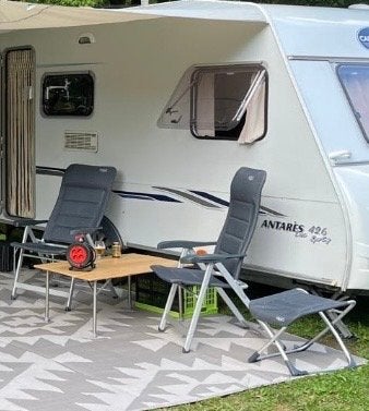 2 Crespo campingstoelen met voetenbankje, Ophalen, Gebruikt, Campingstoel