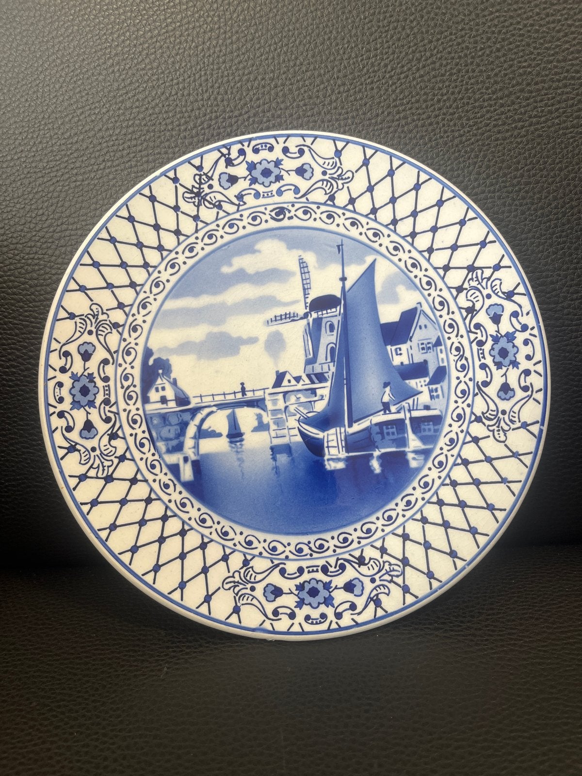 Vintage Delfts Blauw Wandbord - Hollandse Haven Scène, Ophalen of Verzenden