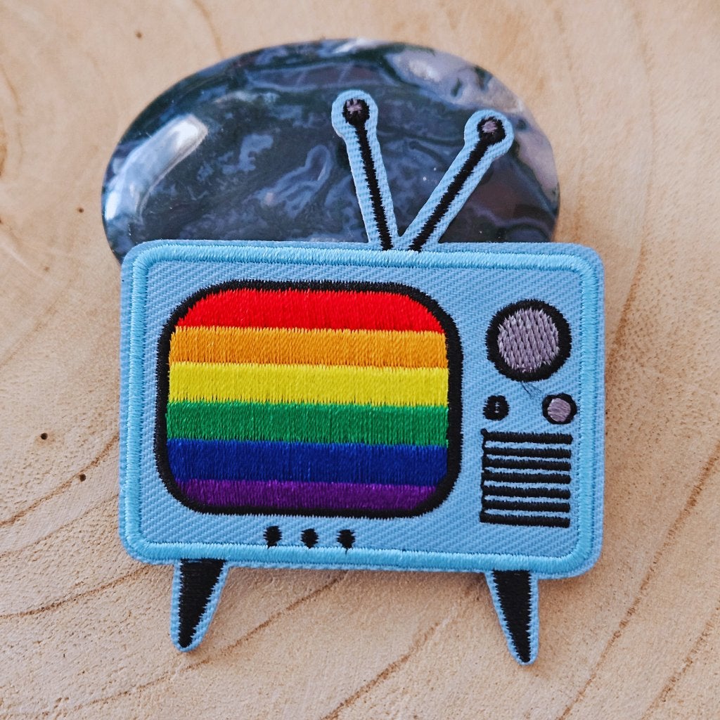 Strijk embleem applicatie Patch TV beeld buis regenboog, Hobby en Vrije tijd, Kledingapplicaties en Hotfix, D, Nieuw, Ophalen of Verzenden