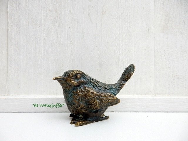 232* Bronzen winterkoning (Boven €75 geen verzendkosten}, Ophalen of Verzenden, Nieuw, Overige materialen, Dierenbeeld