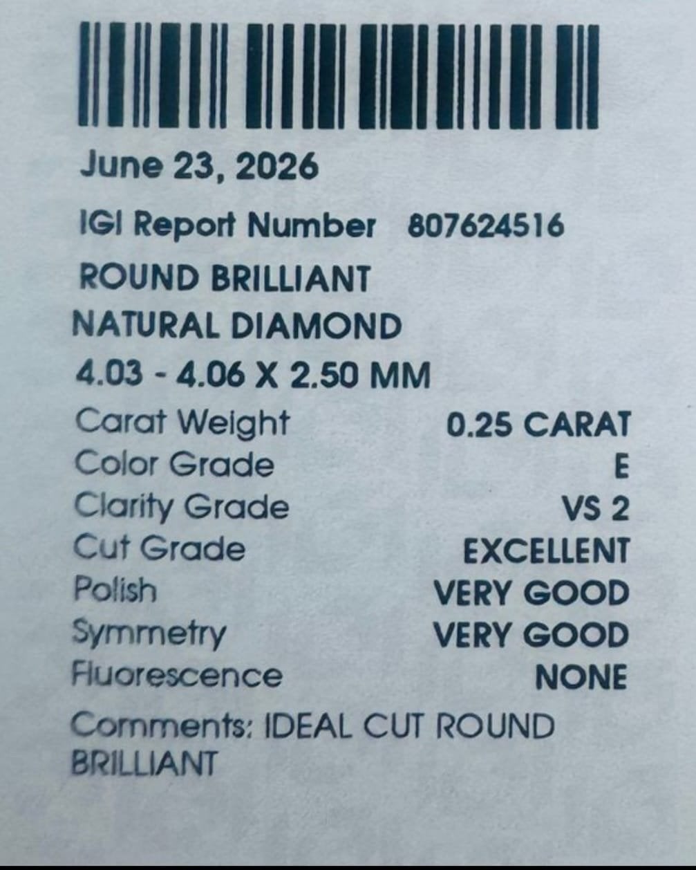 Twee IGI Gecertificeerde Natuurlijke Diamanten (0.25ct & 0.2, Sieraden, Tassen en Uiterlijk, Edelstenen, Verzenden, Nieuw