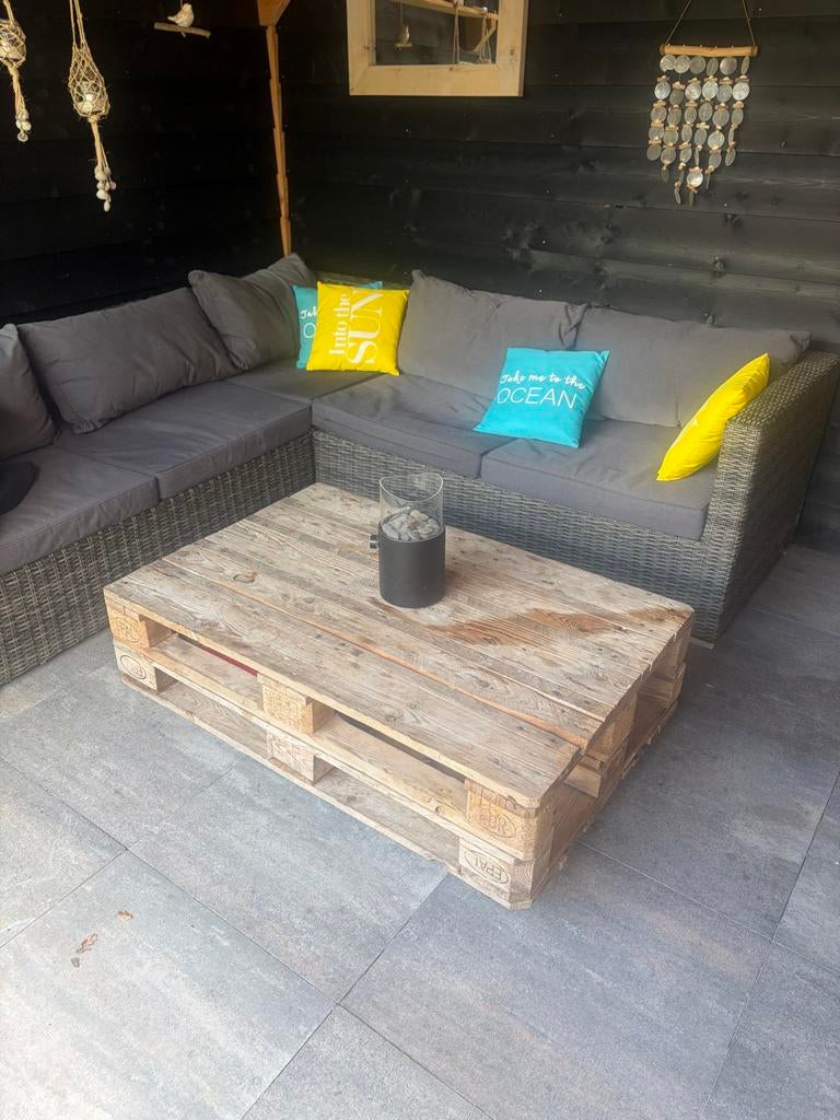 Pallet salontafel met wieltjes, Gebruikt, 100 tot 150 cm, 75 cm of meer, Minder dan 100 cm