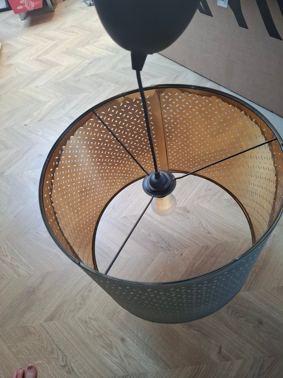 Moderne hanglamp met gouden binnenkant, Ophalen, Modern, Industrieel, Metaal, E27 (groot)