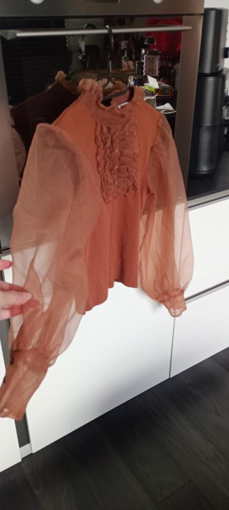 Zara Blouse caramel bruin  pofmouwen kraagje knoopjes, Kleding | Dames, Ophalen of Verzenden, Zo goed als nieuw, Bruin
