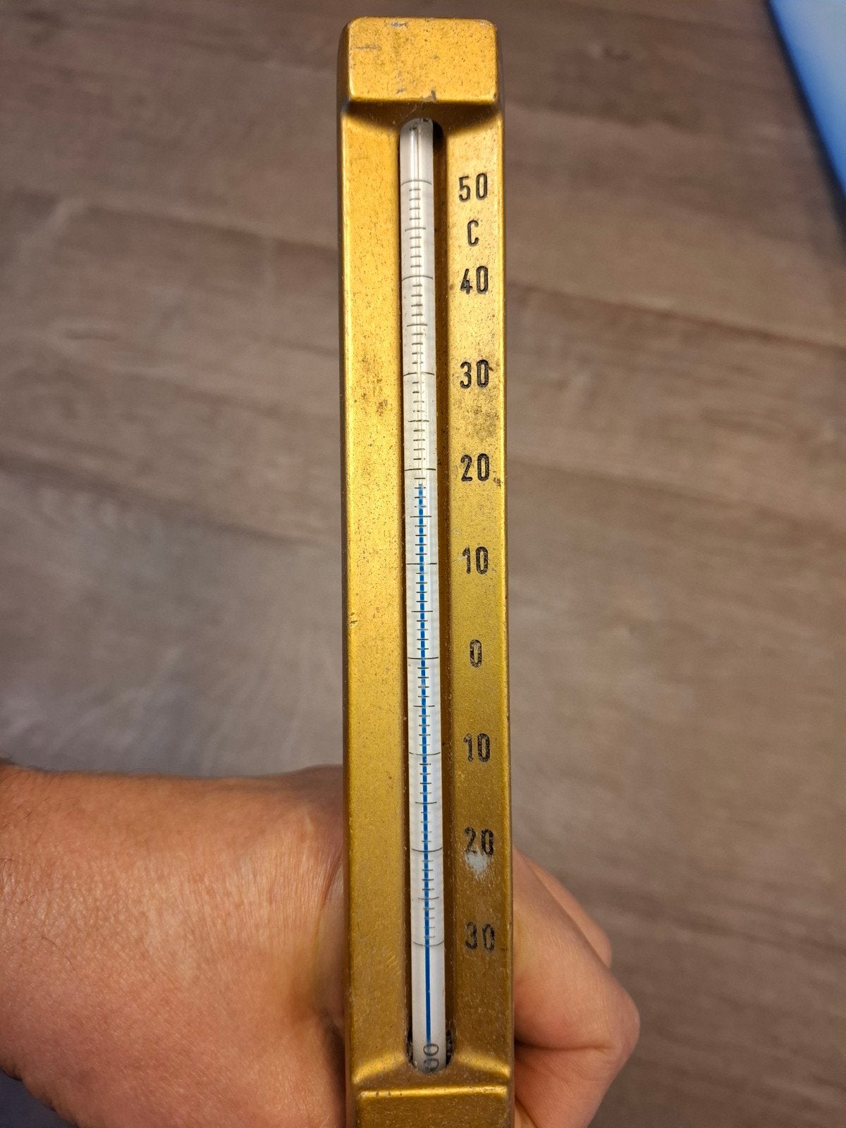 Vintage koperen thermometer met sensor, Ophalen, Gebruikt, Metaal, Overige merken