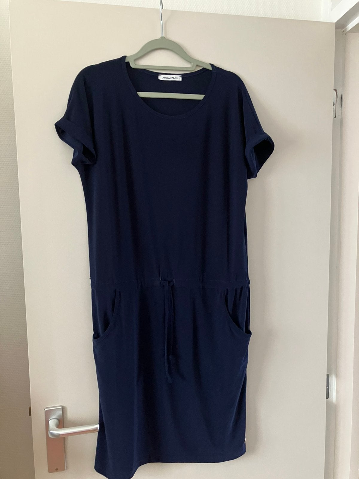Z.g.a.n/blauwe jurk korte mouw/Angelle Milan-M, Kleding | Dames, Maat 38/40 (M), Blauw, Ophalen of Verzenden, Zo goed als nieuw