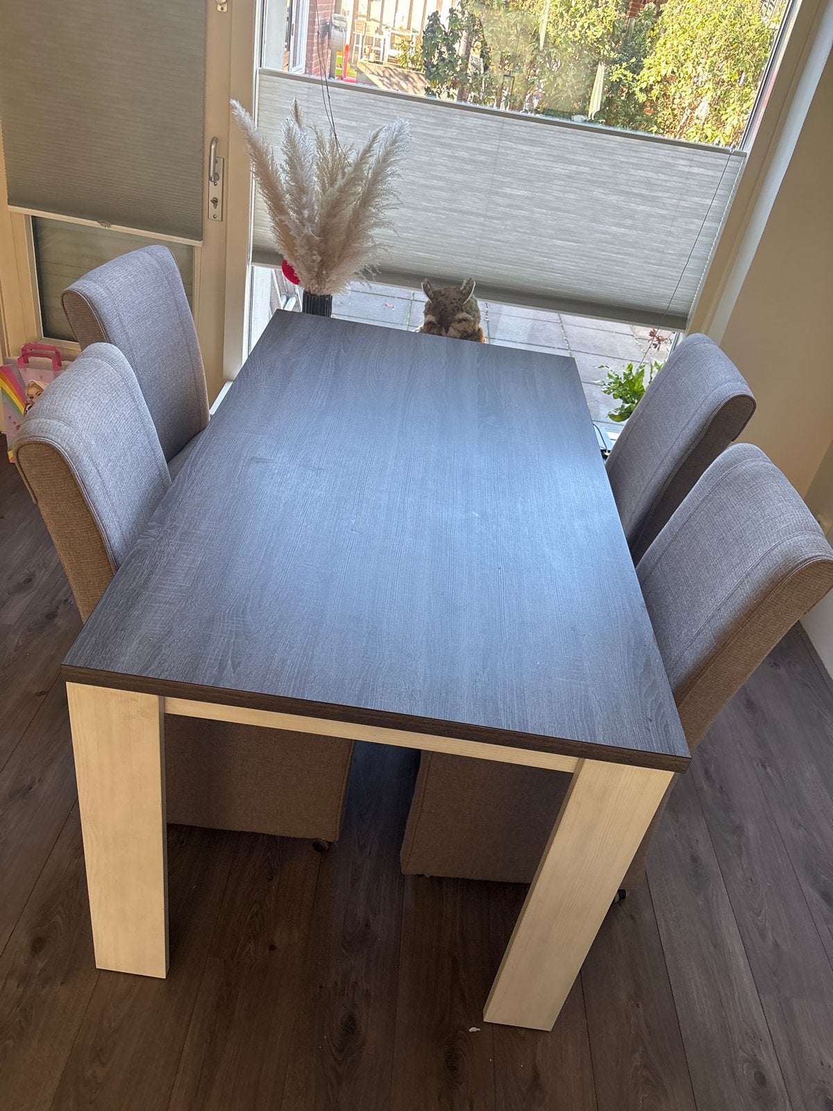Eettafel met 4 stoelen - Modern en stijlvol, Ophalen, Gebruikt, 50 tot 100 cm, Landelijk