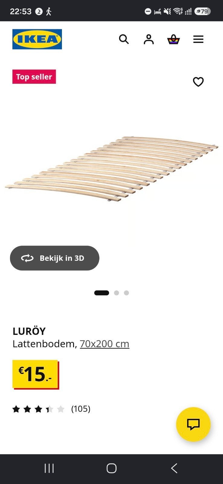 Lattenbodem 2 x 70cm, Ophalen, 70 cm of minder, Zo goed als nieuw, Twijfelaar