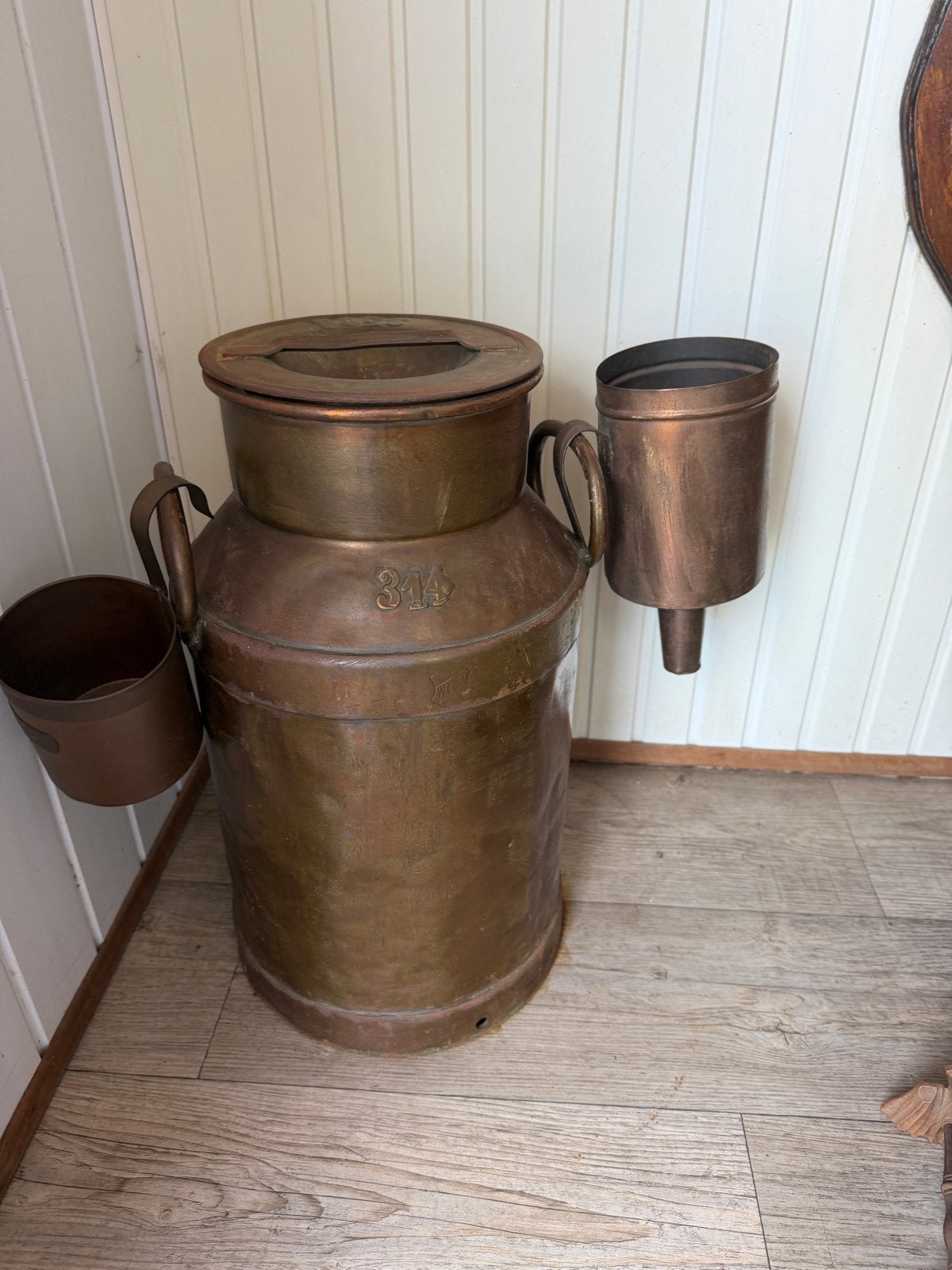 Antieke Koperen Melkkan met Accessoires, Antiek en Kunst, Ophalen of Verzenden, Koper