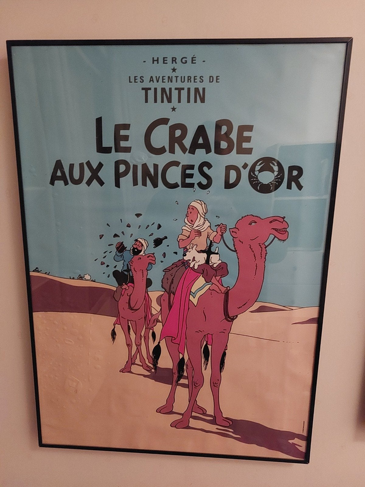 Vintage Kuifje poster - Le Crabe aux Pinces d'Or, Ophalen, Gebruikt, 50 tot 75 cm, Print