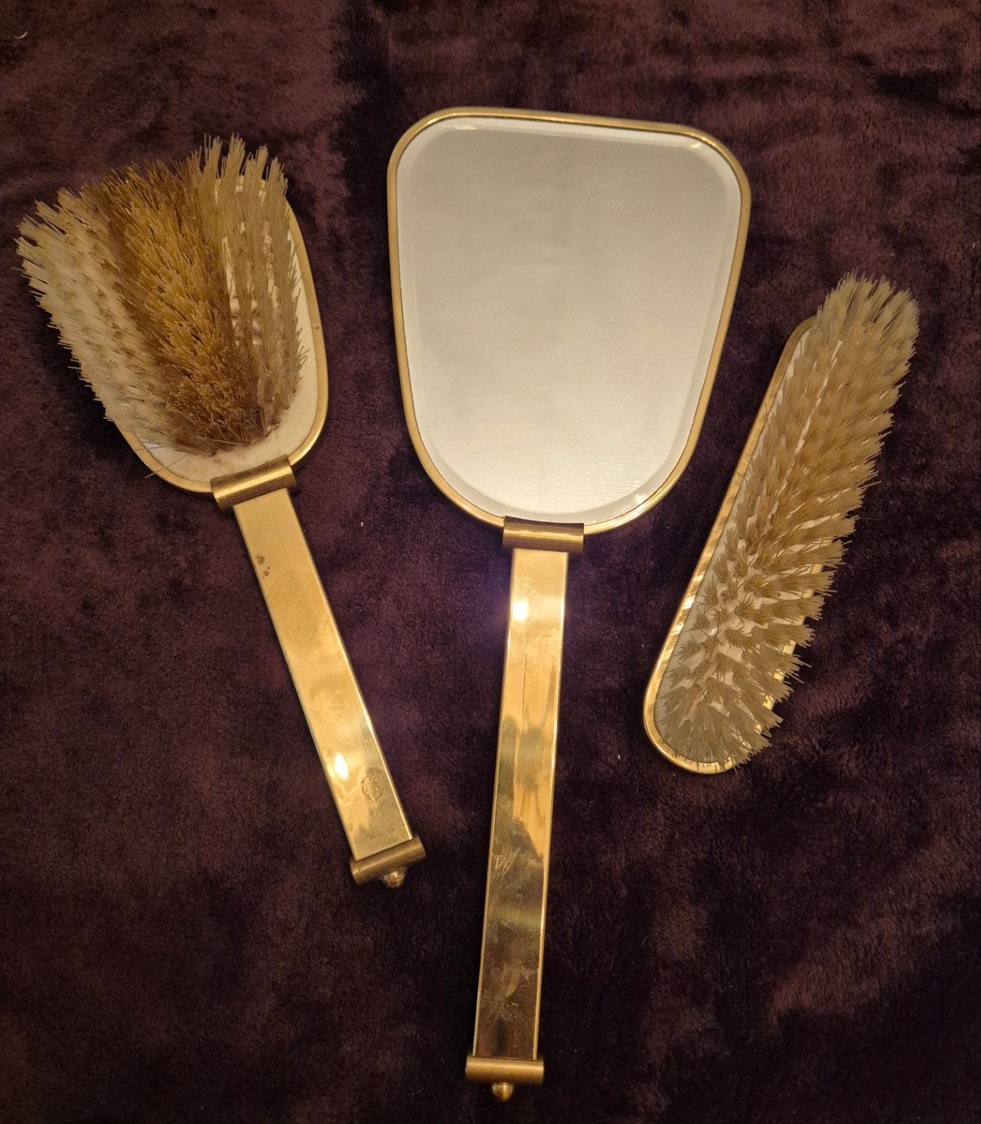 Vintage spiegel, haar- en kledingborstel, Antiek en Kunst, Ophalen of Verzenden